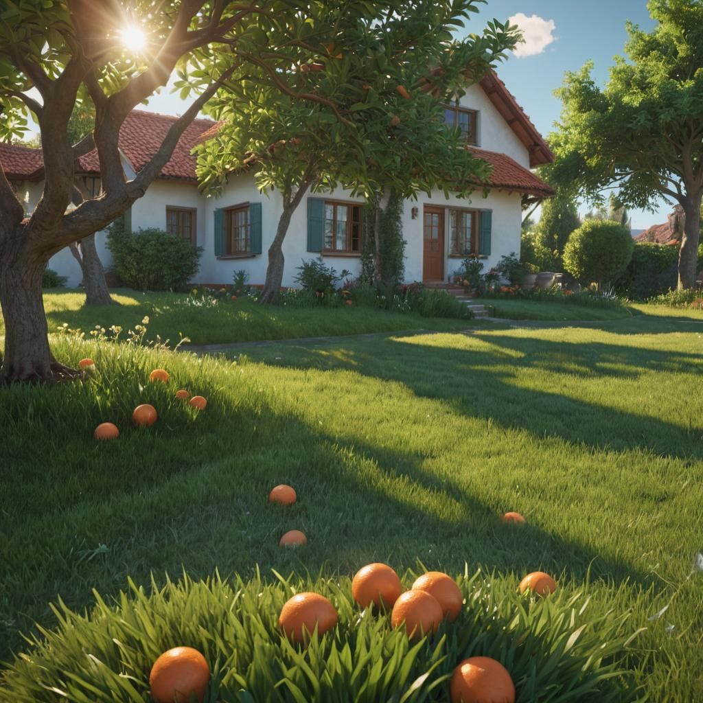 Detailed Matte Painting of Fantasy House and Lawn