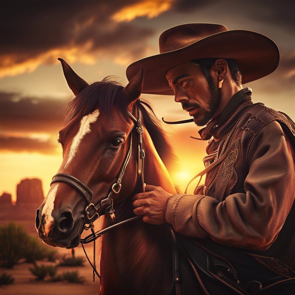 Cowboy and his horse - AI Generated Artwork - NightCafe Creator