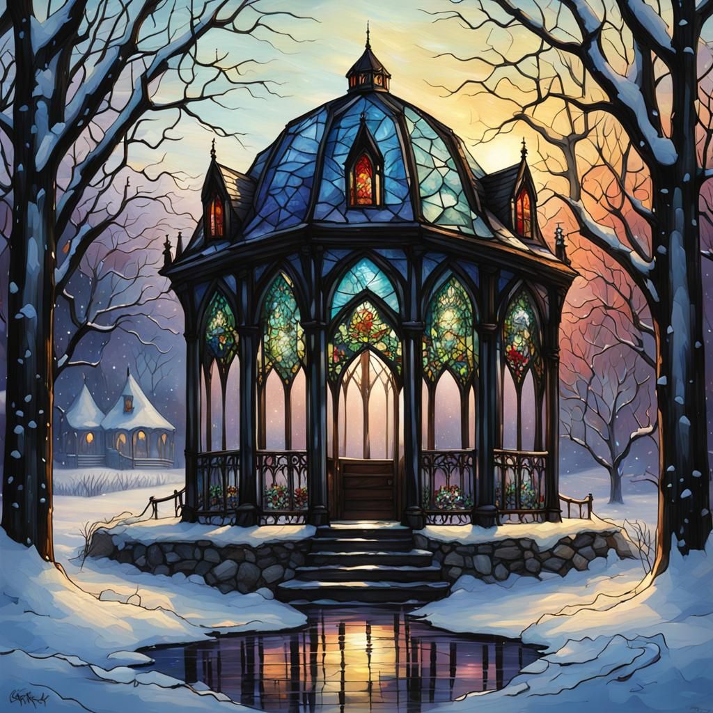Stained glass gazebo AI Generated Artwork NightCafe Creator