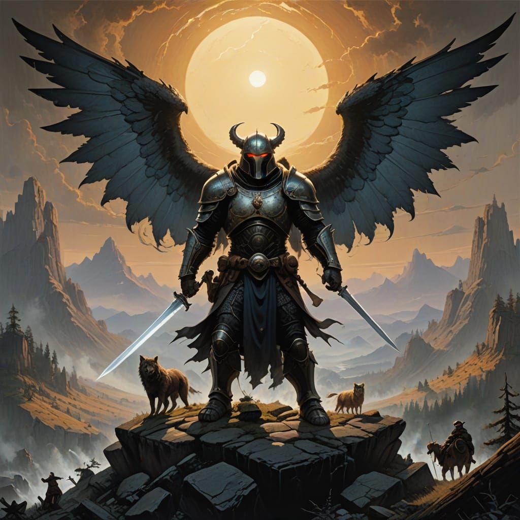 Design a creature that appears to be a benevolent god—radiating light and power, with wings of pure energy—yet acts with unexpected humility...