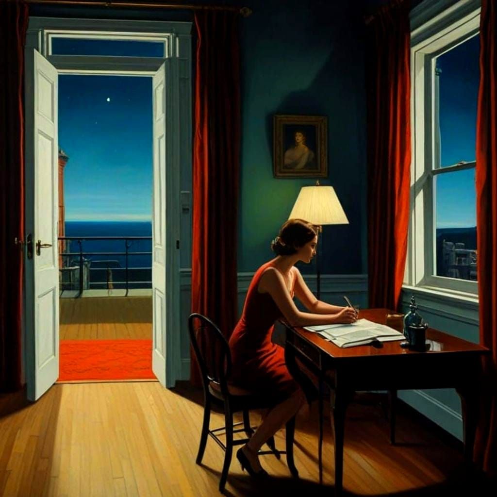 Surrealistic Dreamscape with Elegant Woman