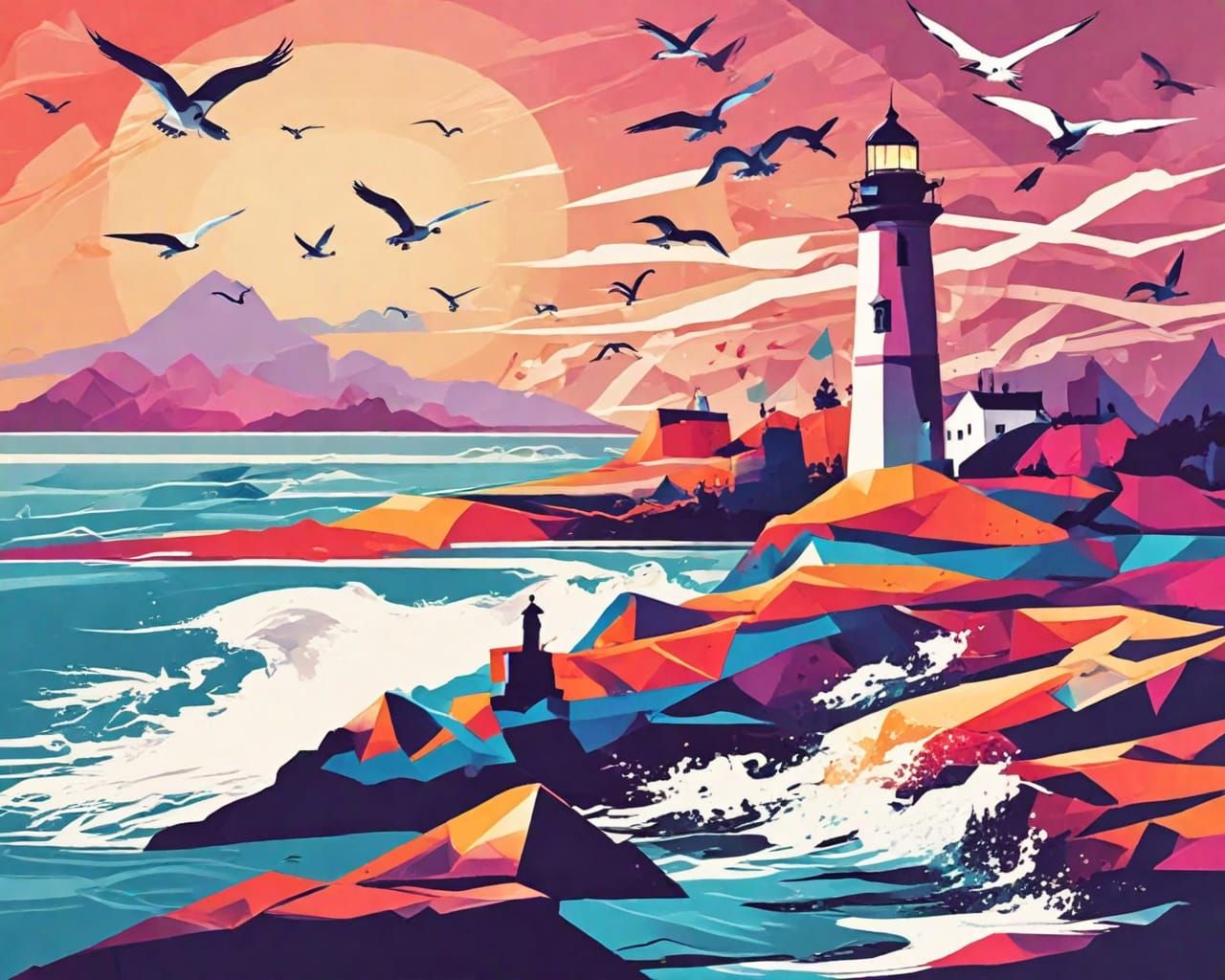 Lighthouse. Abstract scene.