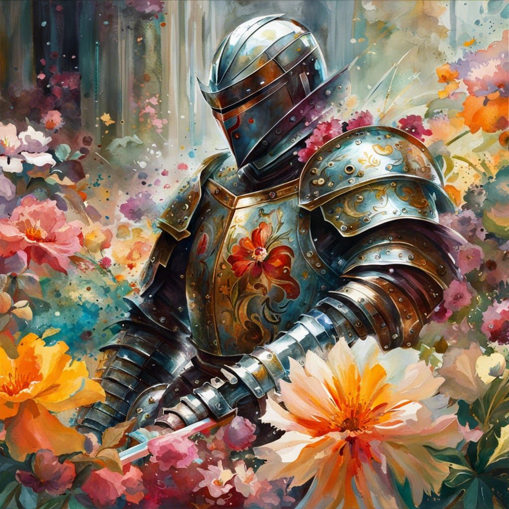 Knight of flowers AI Generated Artwork NightCafe Creator