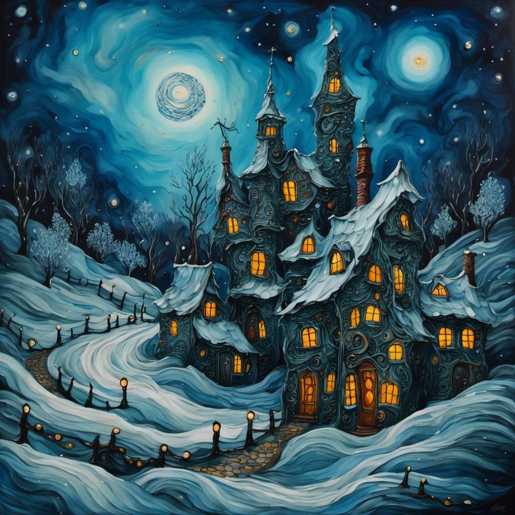 <lora:Ink Dragons2:1.0> Van Gogh's art painted by Tim Burton...