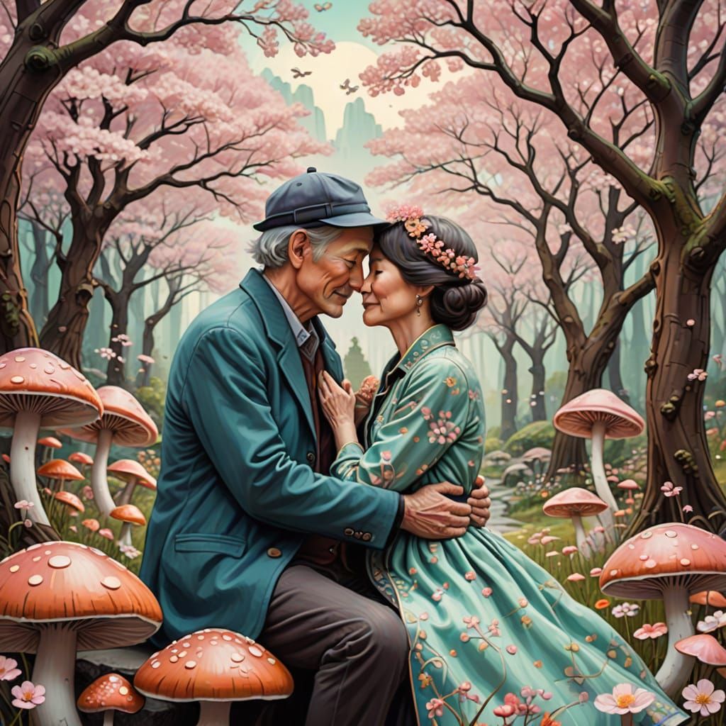 Intimate Couple and Fantasy Creatures in Digital Art