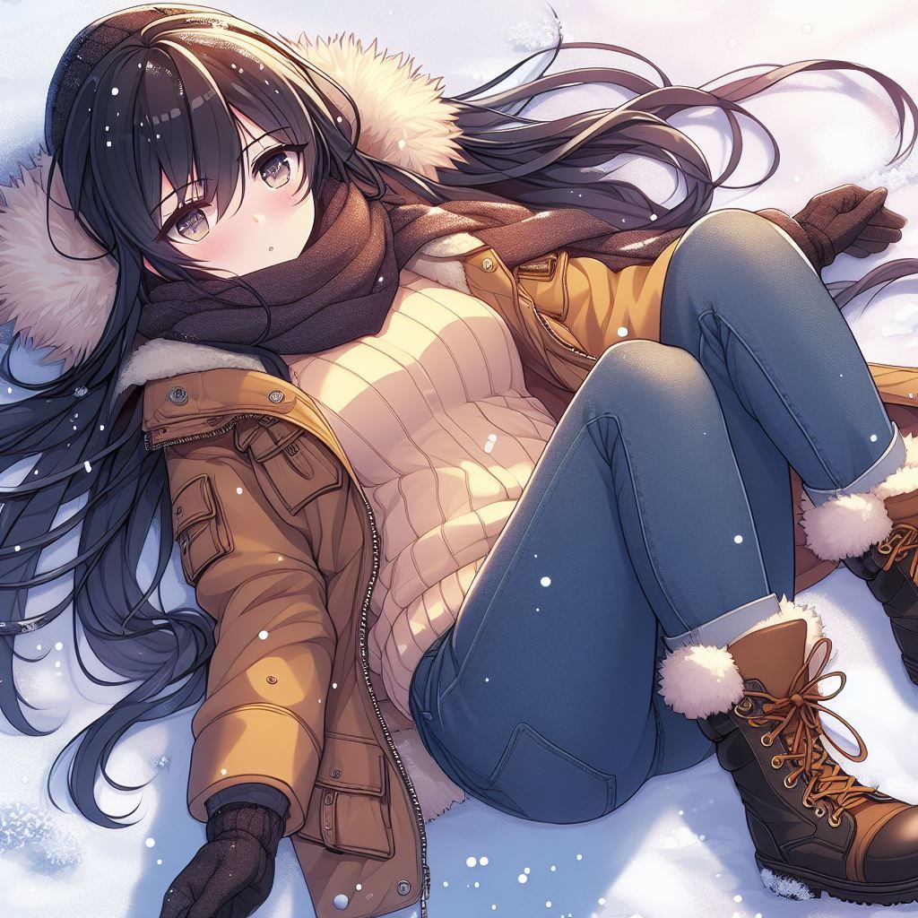 Moon laying in the snow