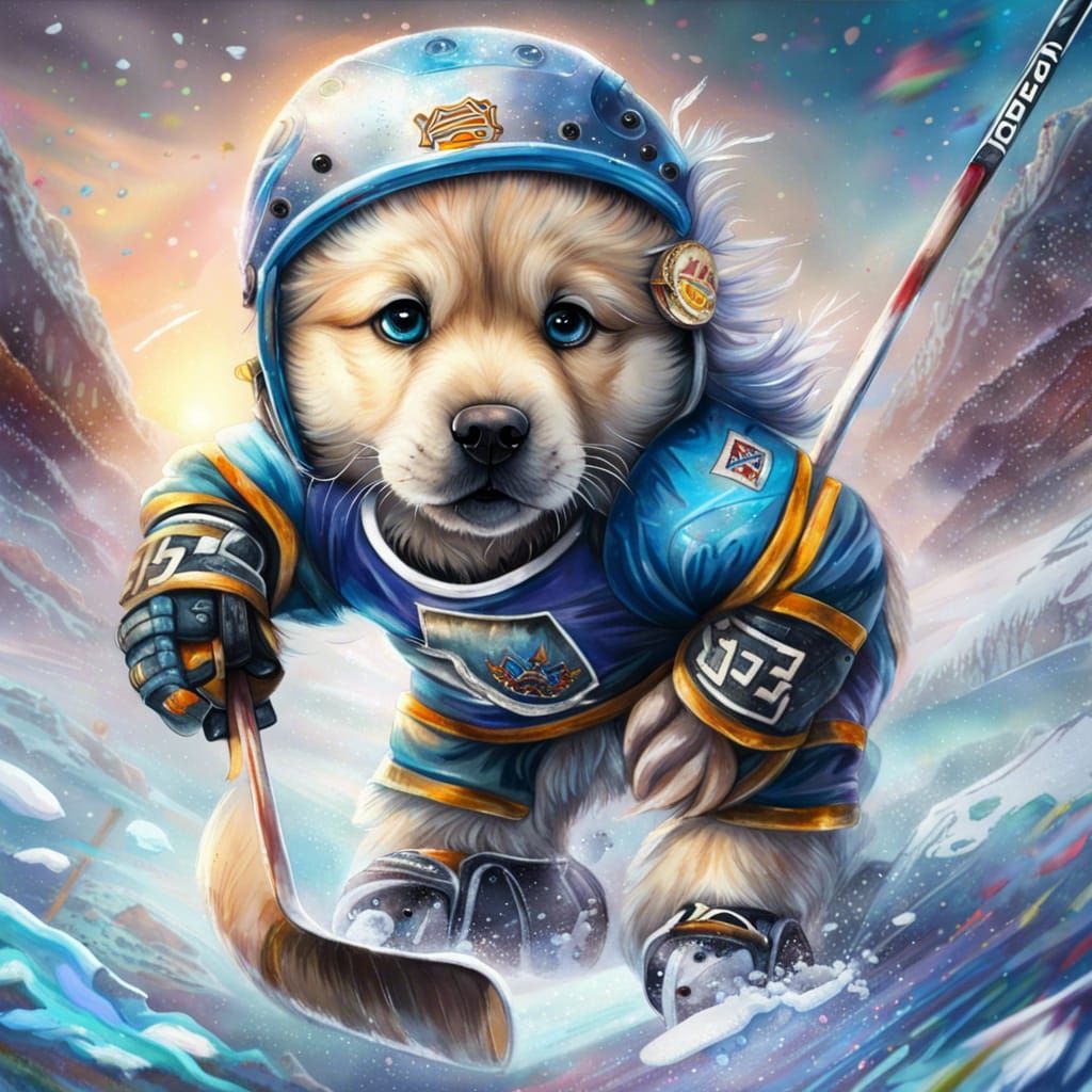 dog icehoockey  by @Diellys
