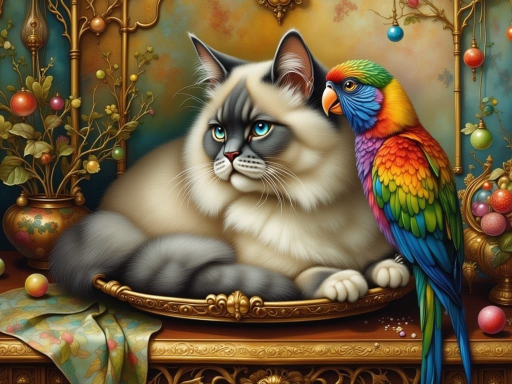 Kitty and Paulie just waiting for dinner ~ 1 like  by @beth 