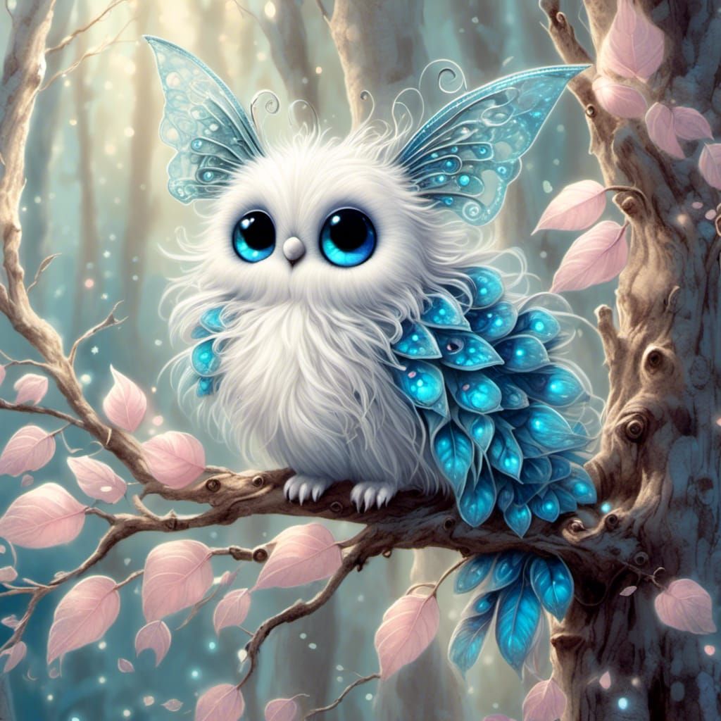 the very rare blue leaf owl fairy