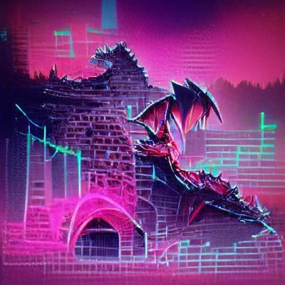bloody vampire dragon in a ruin