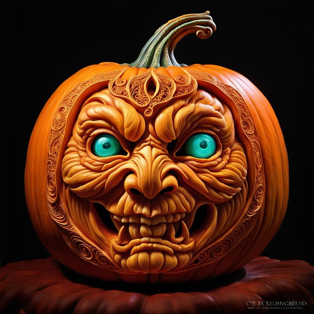 Skillfully carved pumpkin   by @Ideal