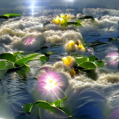 Flowering water lilies 