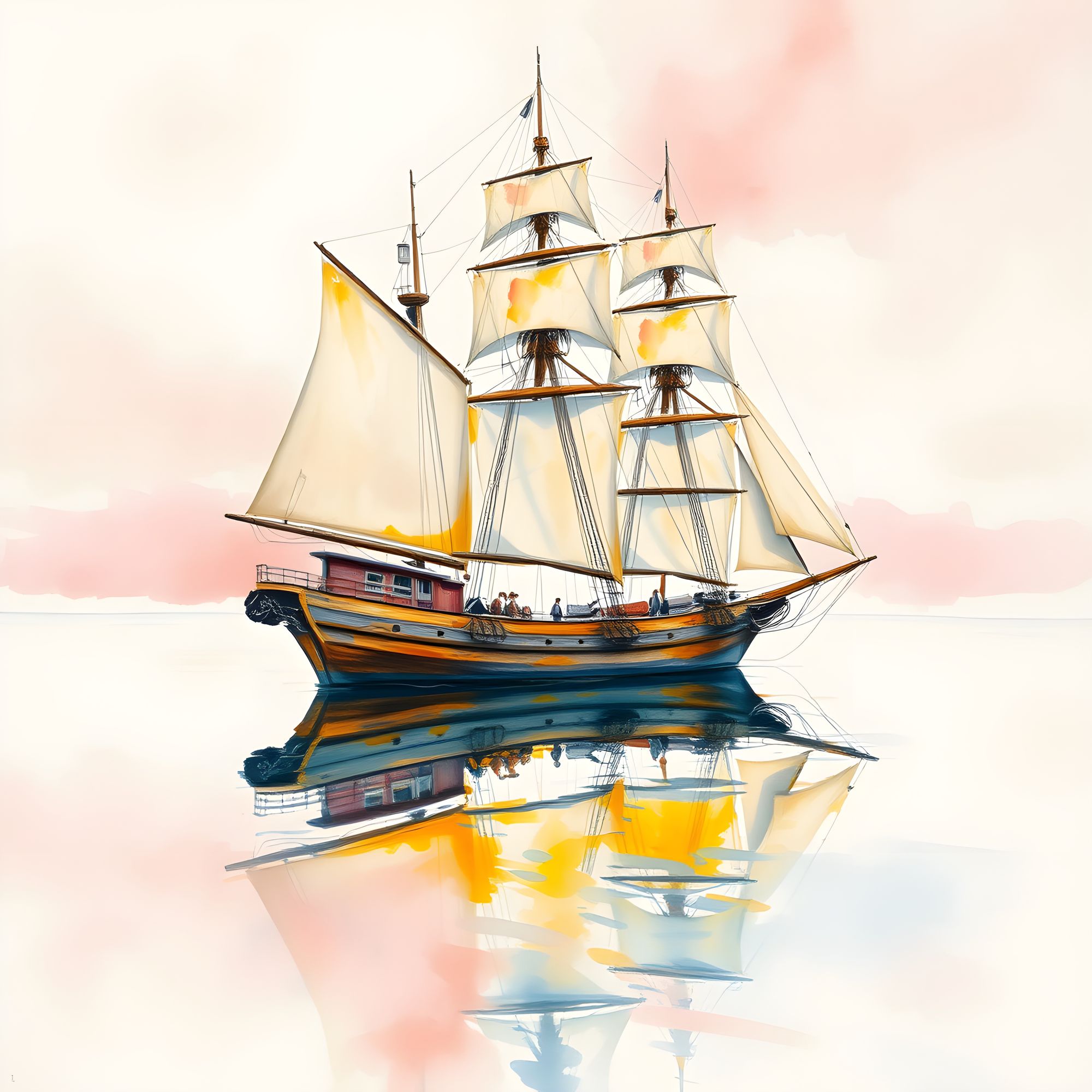 An old ship at a calm sea 