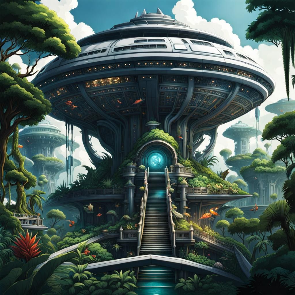 My uptopian world : high technology mixed with nature in abundance  by @Julie Mezua