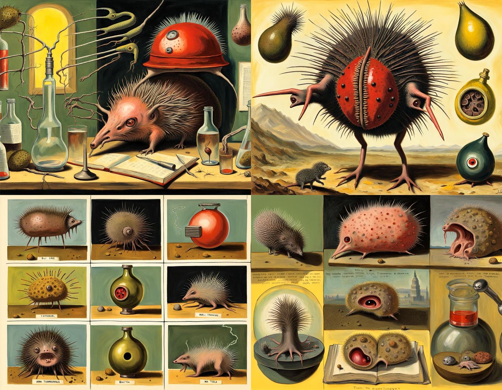 Ladybird book style art Bizarre laboratory mutant bulbous ho...