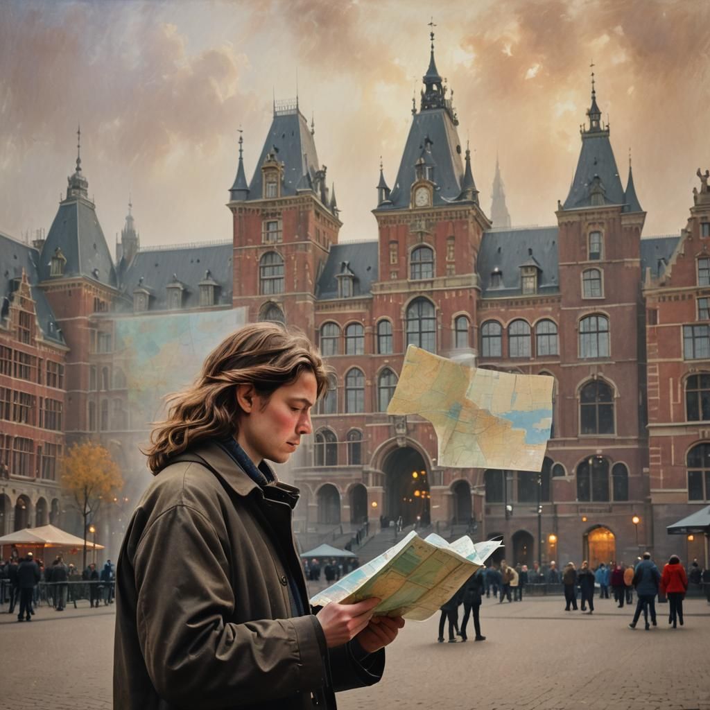 Impressionist Cityscape: Tourist at the Rijksmuseum