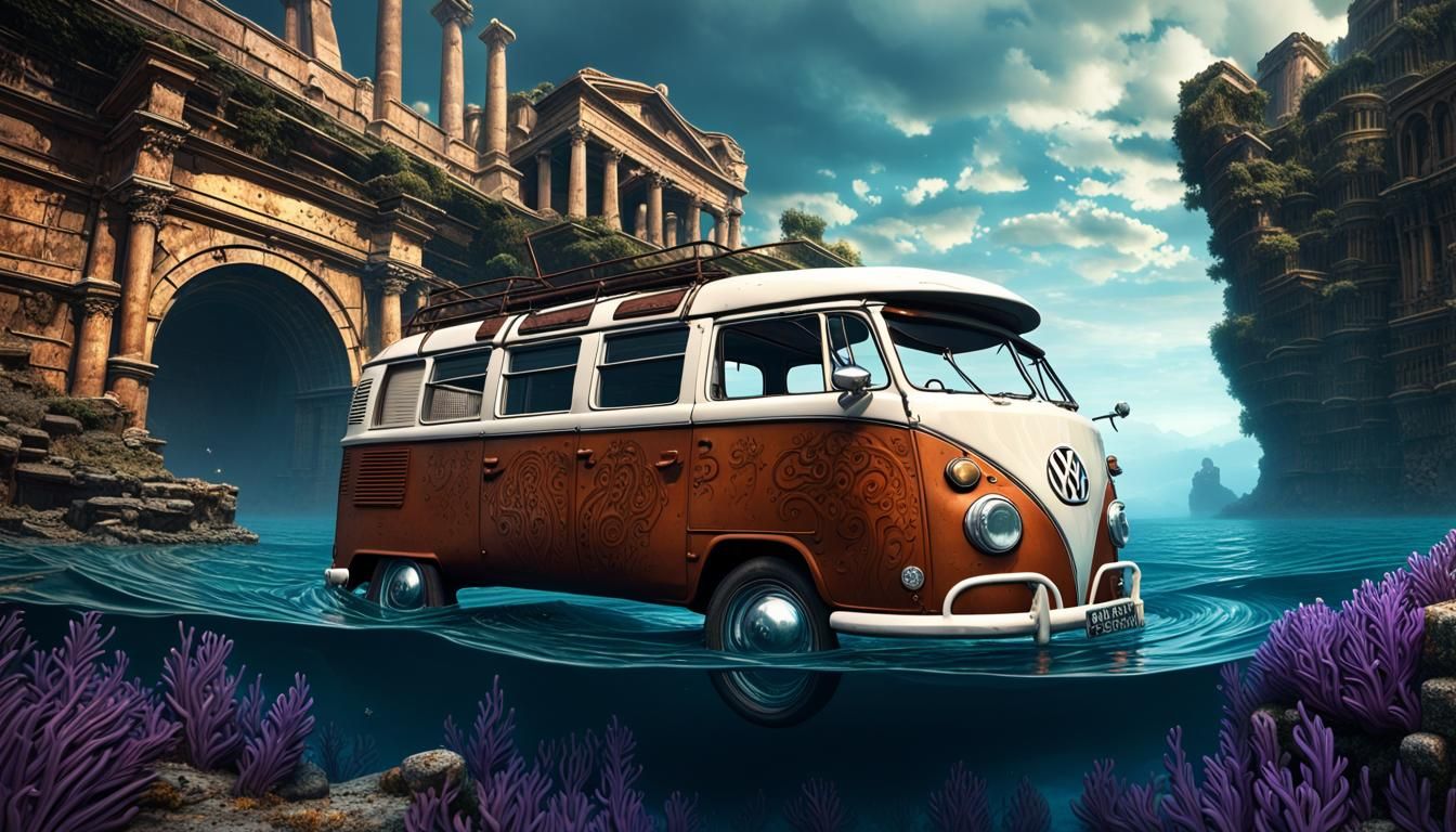 Rusted vintage VW kombi