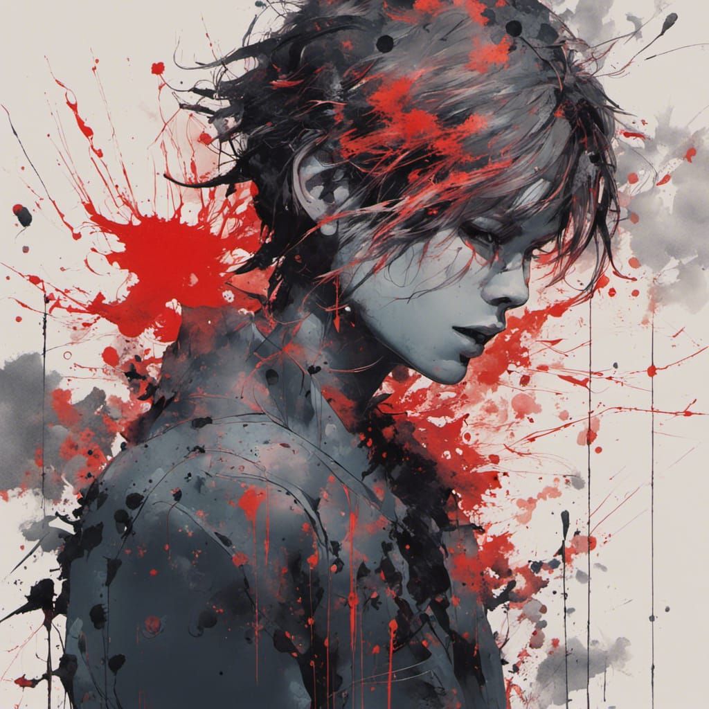 Abstract Ink Art with Vibrant Colors