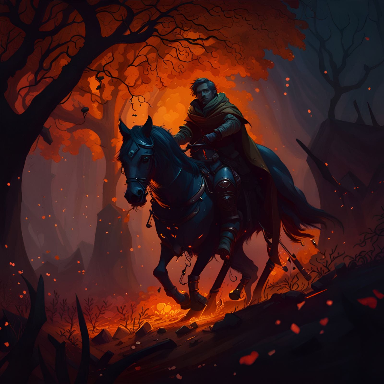Wild hunt on the night of Samhain
