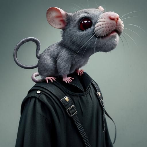 Cute and creepy rat. Futuristic