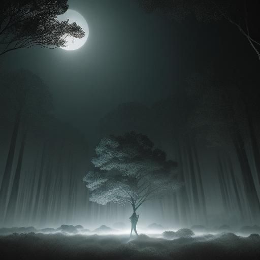 Dark Gothic Path to Twisted Forest in Moonlight