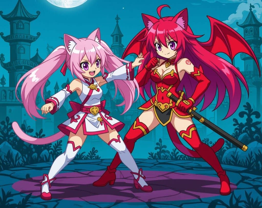 A necomata vs... Wait, a demonic nekomata? And they are gossiping? Oh, damn...