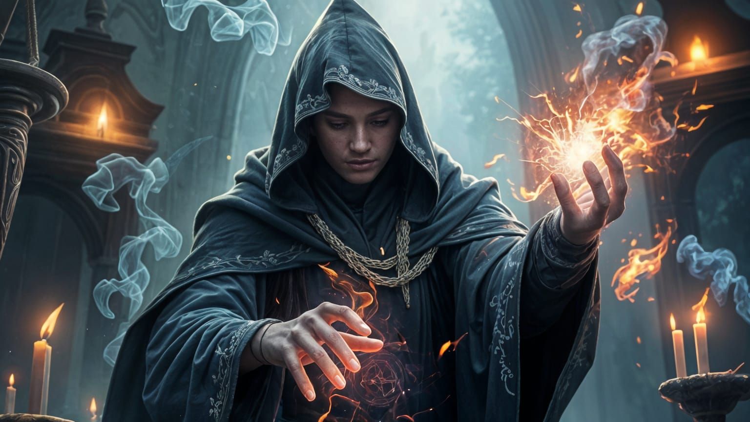 A mysterious mage casting a powerful spell  by @Jack-Mike