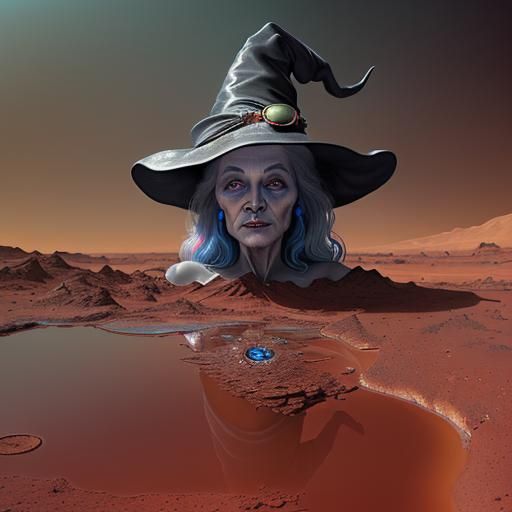 "mind blowing beutifull old witch swimming on the mars"