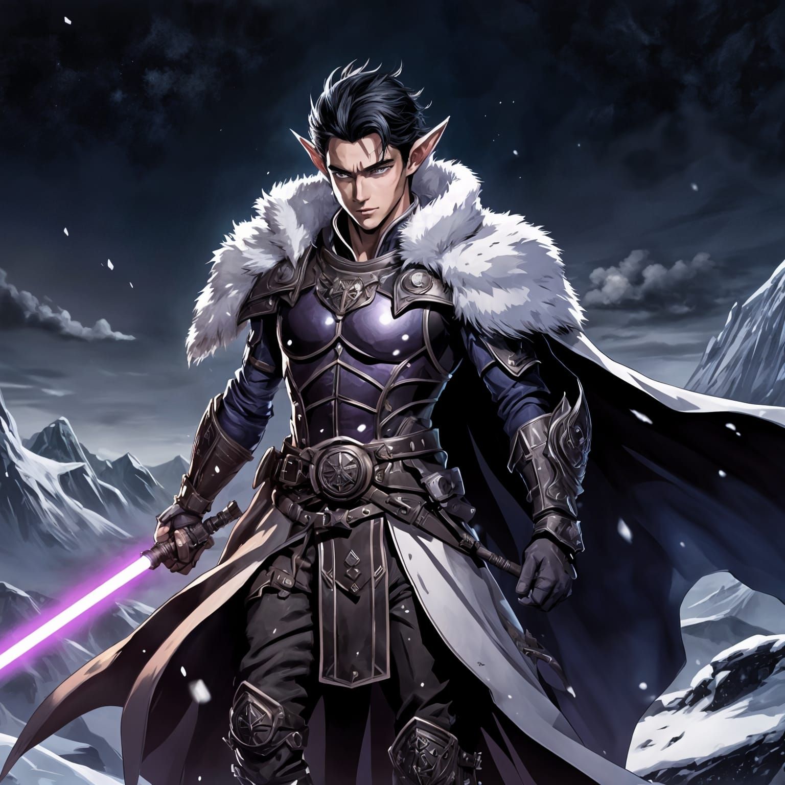 Elegant Steam Punk Elf Dominates Snowy Volcano