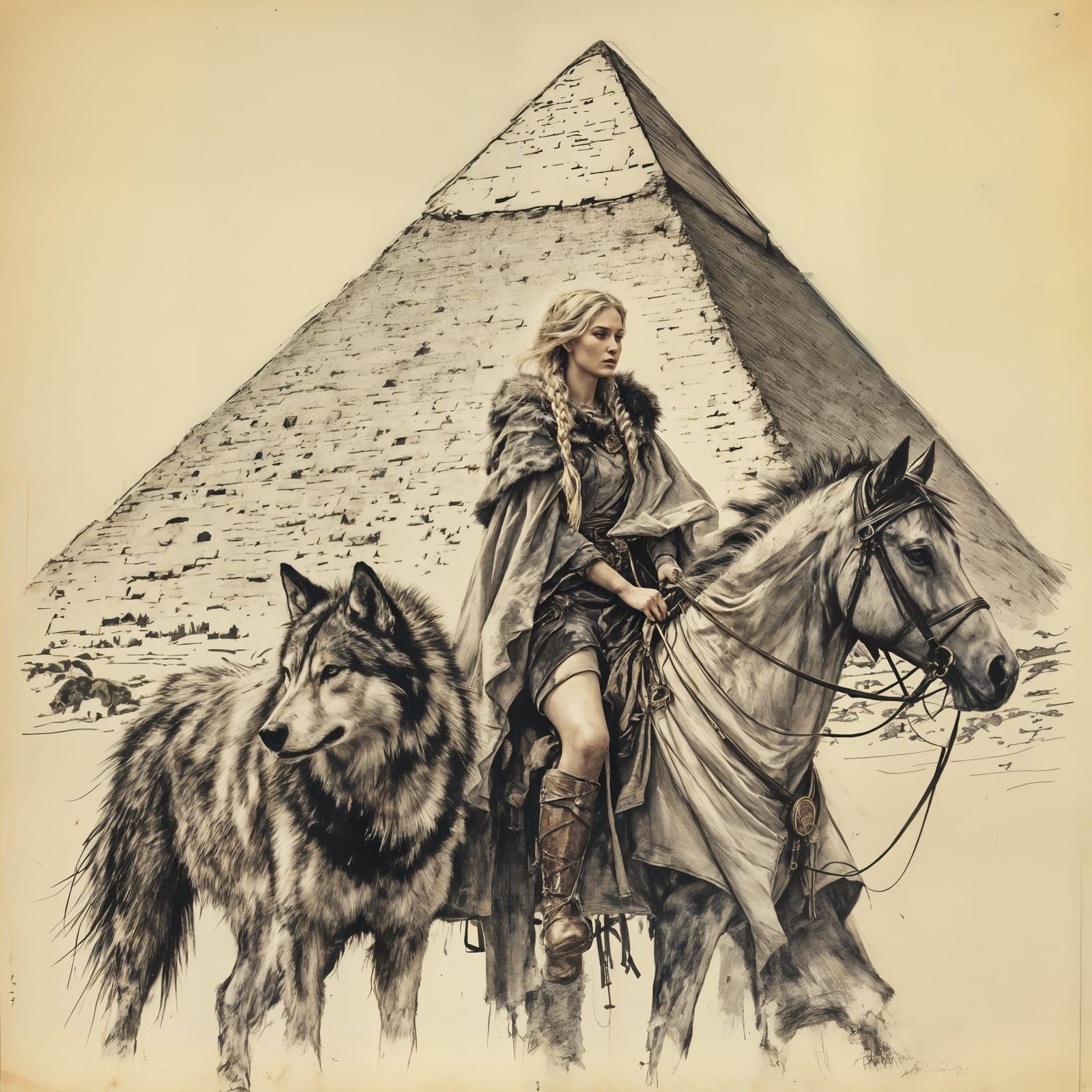 The Maiden and the Centinell XVII (Near Cheops Piramid, Direwolf)  by @Red