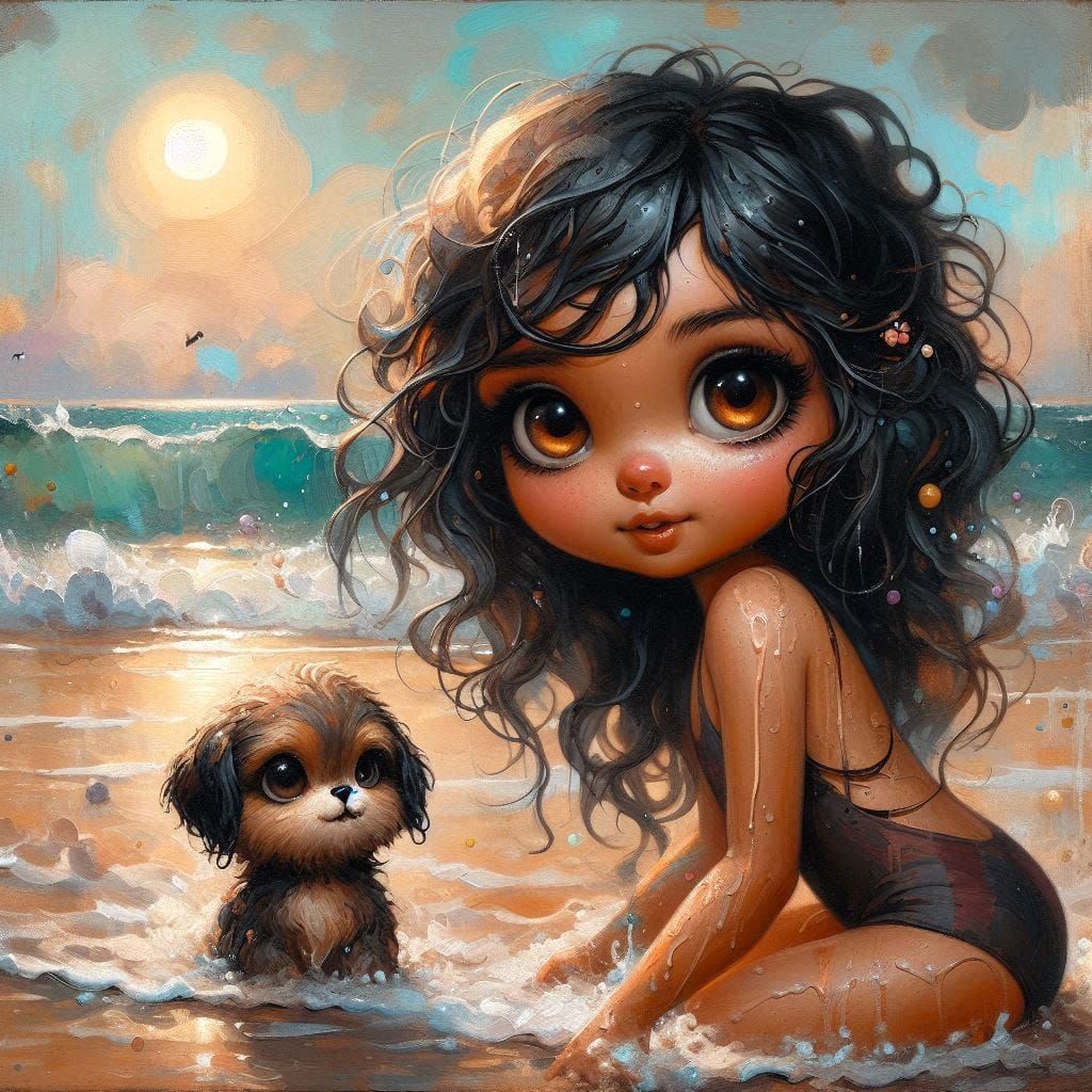 Playing in the waves