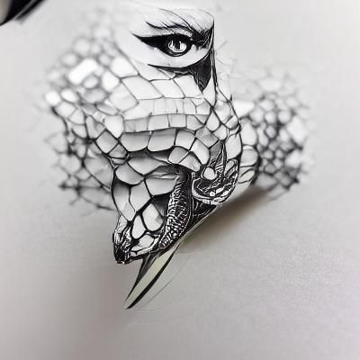 crystal viper | intricate pen | black and white illustration