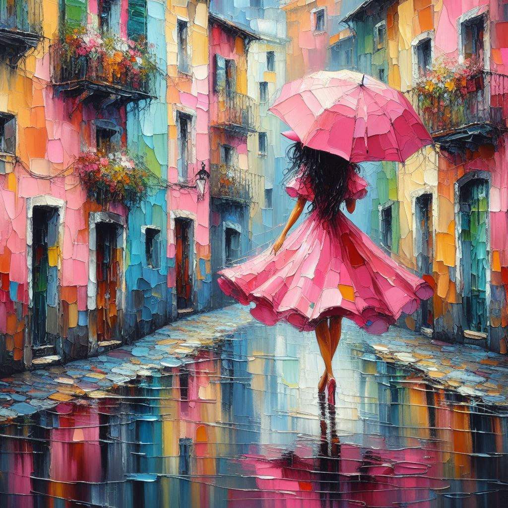 Woman walking in the rain