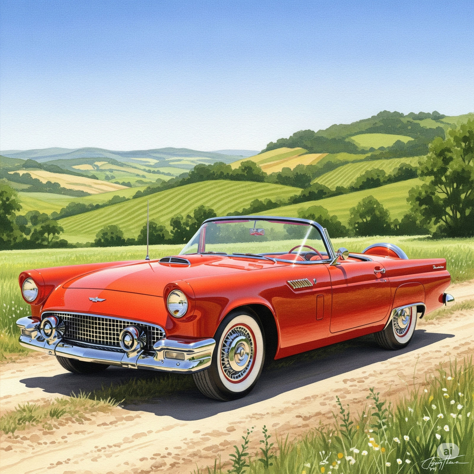 A red 1956 Ford Thunderbird – Ge