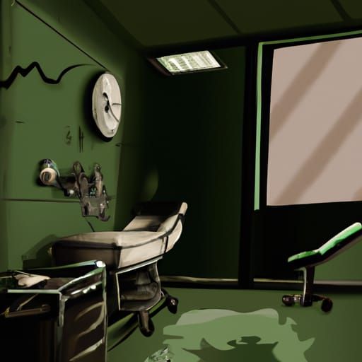 dark green Surgical room with blood on the walls