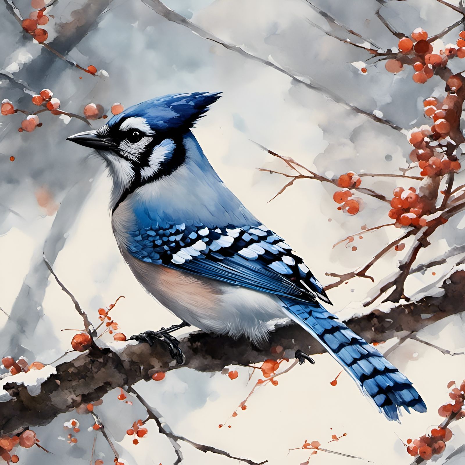 Blue Jay in Winter   by @littlecube