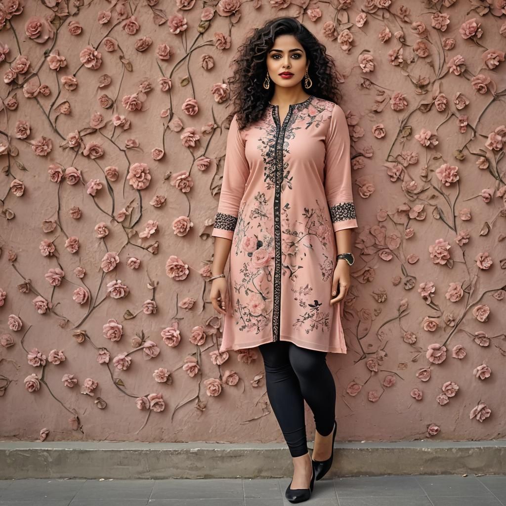 A foreign woman in kurti