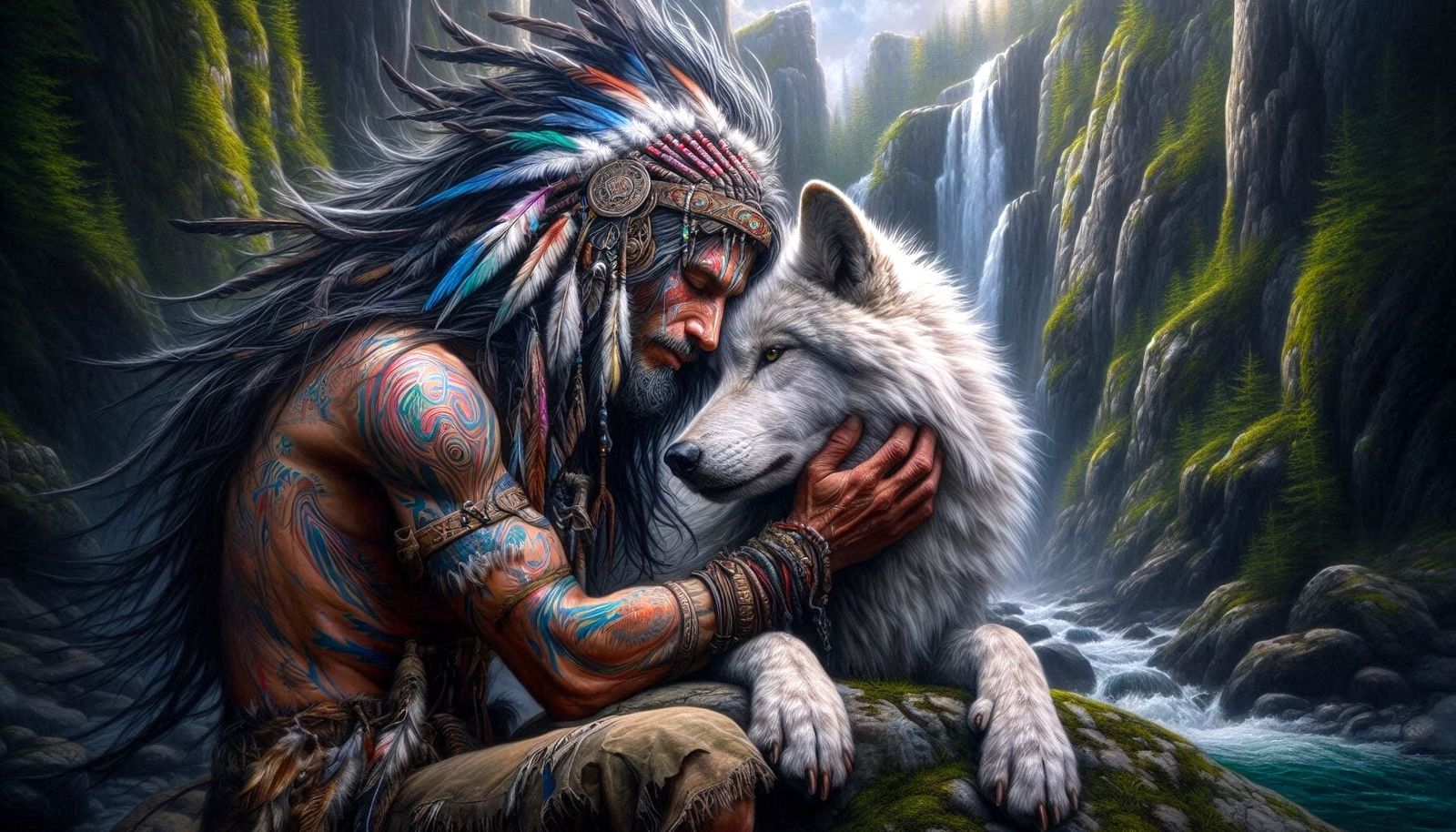 Warrior and his wolf