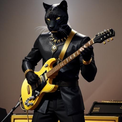 Black Panther Plays Golden Guitar
