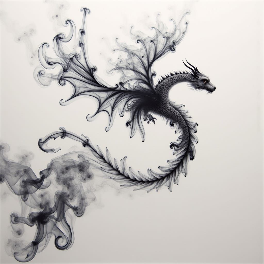 <lora:smoky:1.0> smoke drawing of a flying dragon. drawing with smoke. By Jim Dingilian