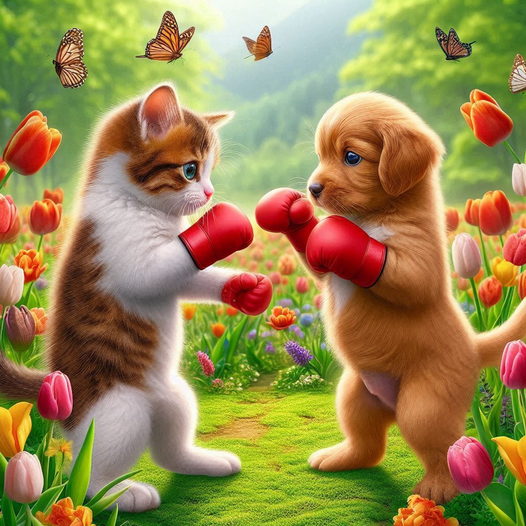 TEAM MEOW MEOW VS TEAM BOW WOW 1 barely touch boxing ouchie!