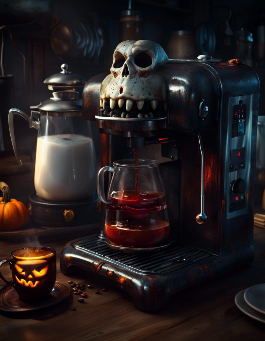 Scary Coffee Maker at Kitchen  by @Heralyn