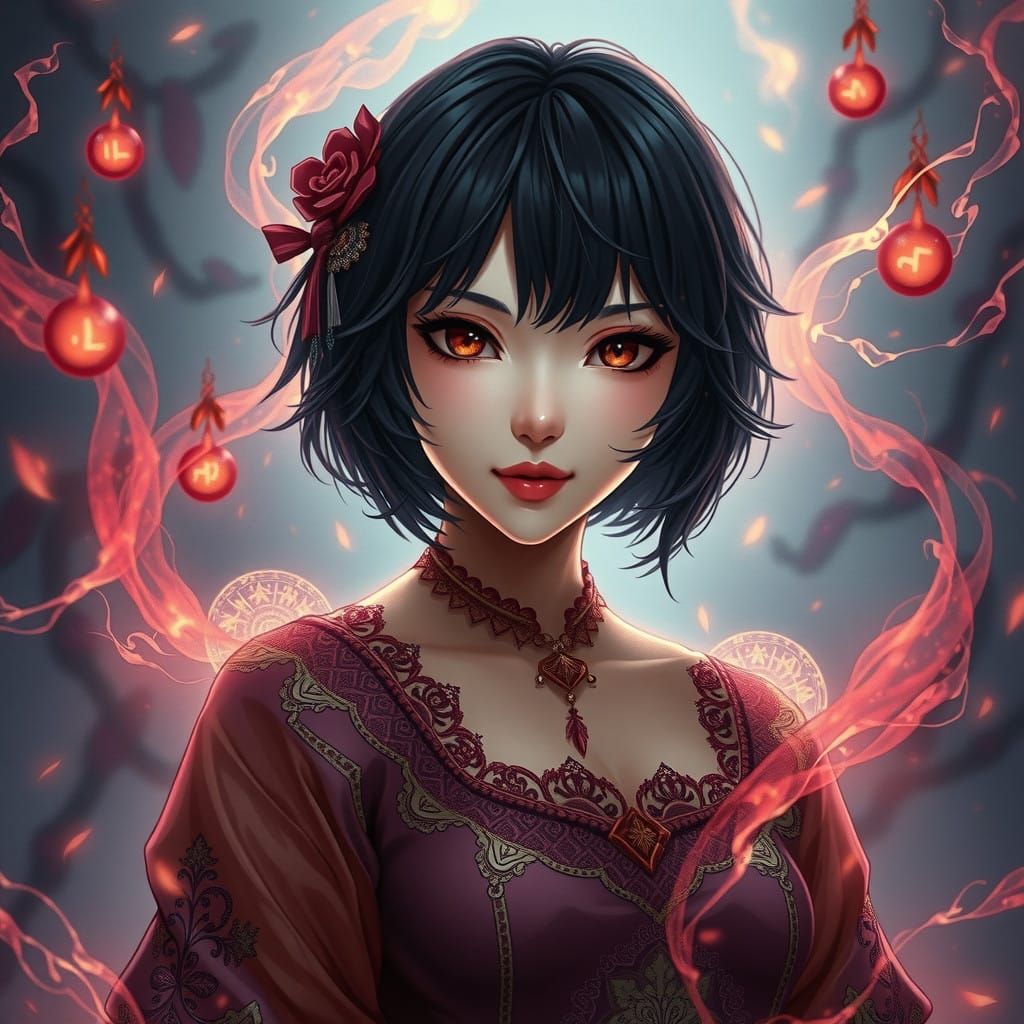 Mystical Woman in Ancient Aura of Dark Magic