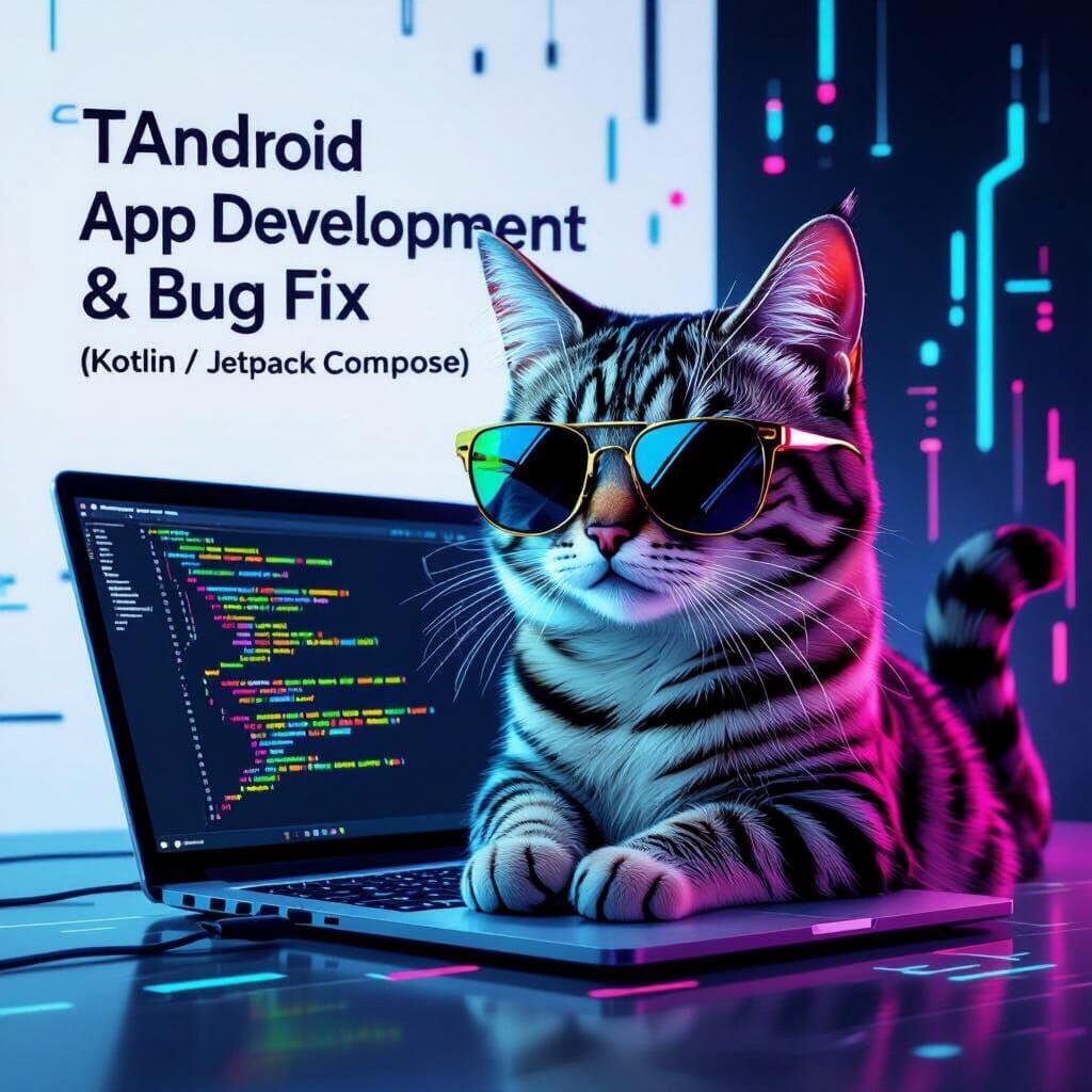 A cat wearing sunglasses by tAndroid App Development & Bug Fix (Kotlin / Jetpack Compose) for freelance picture