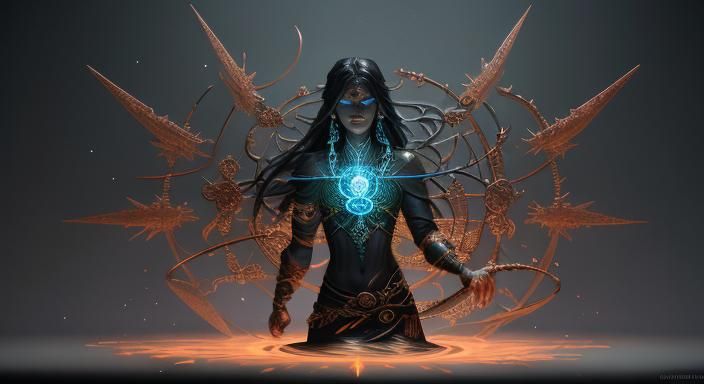 detailed contrast Mythical Jinn re-imagined as physical ai p...