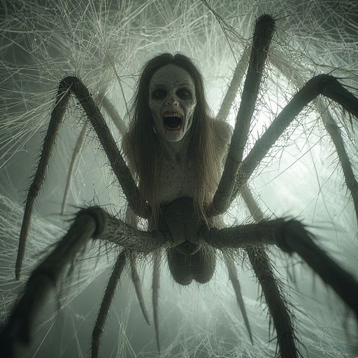 Nightmare fuel horror image of a Pure Evil demented spider q...