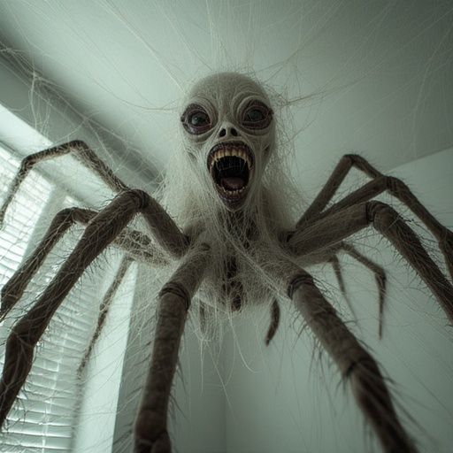 Nightmare fuel horror image of a Pure Evil demented spider q...