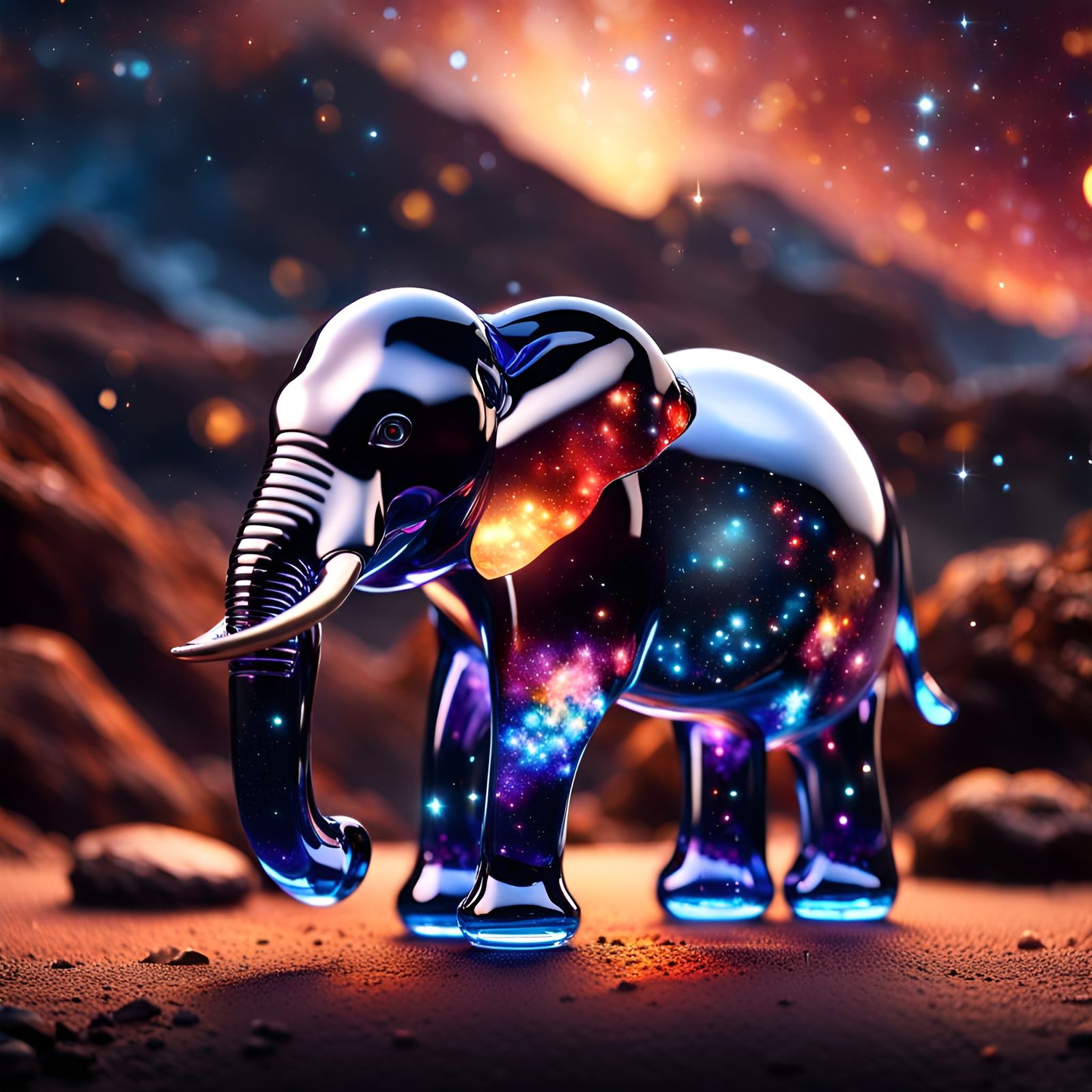 Glassy galaxy elephant