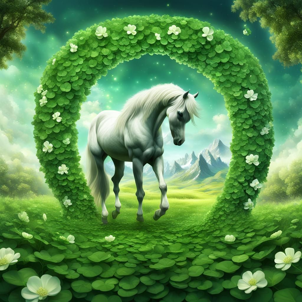 The four-leaf clover and horse shoe.   by @Mici Gold