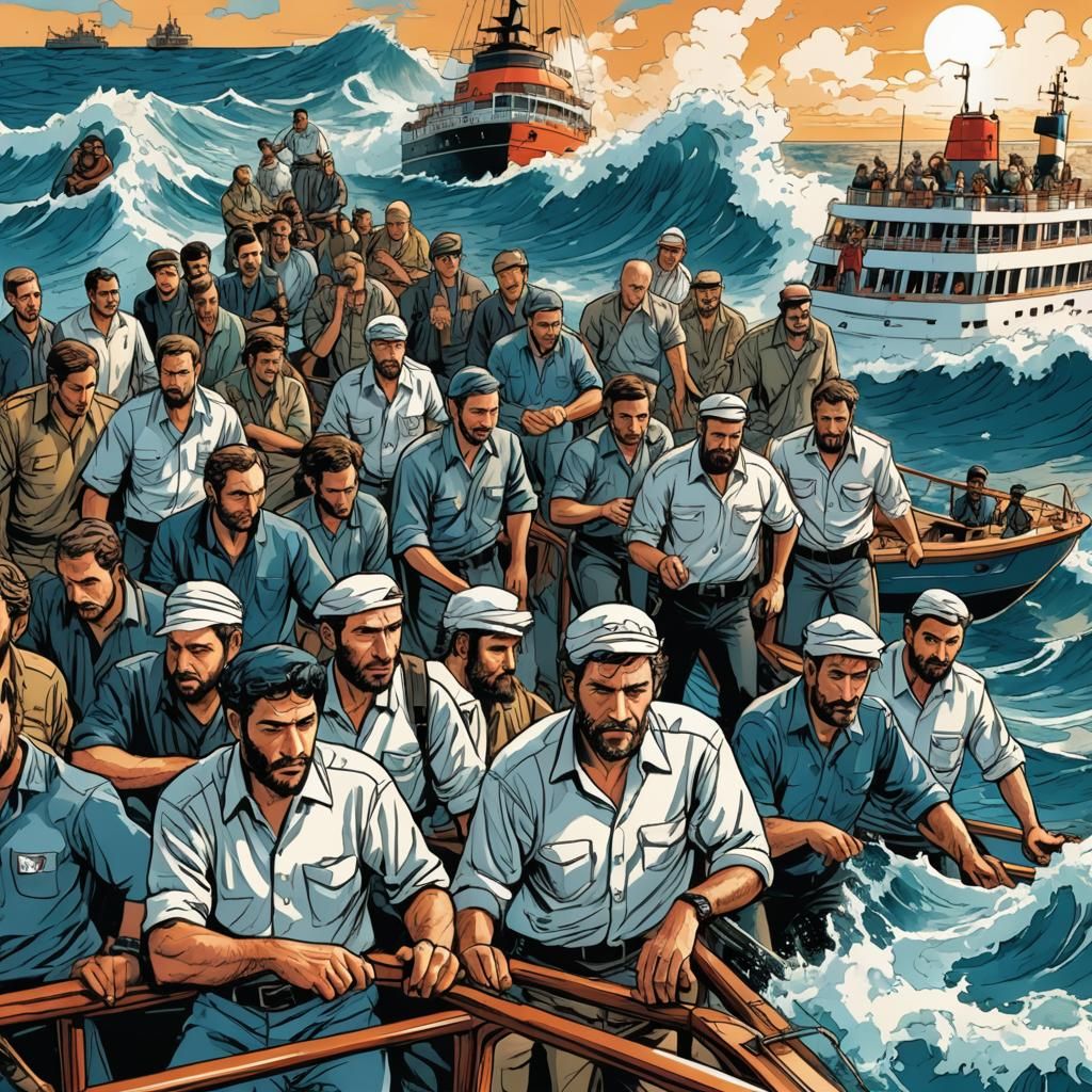 Israeli Hostages Cruise from Gaza: Comic Book Art